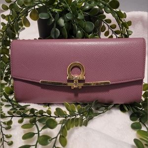 Salvatore Ferragamo Long Bifold Wallet in Mauve
